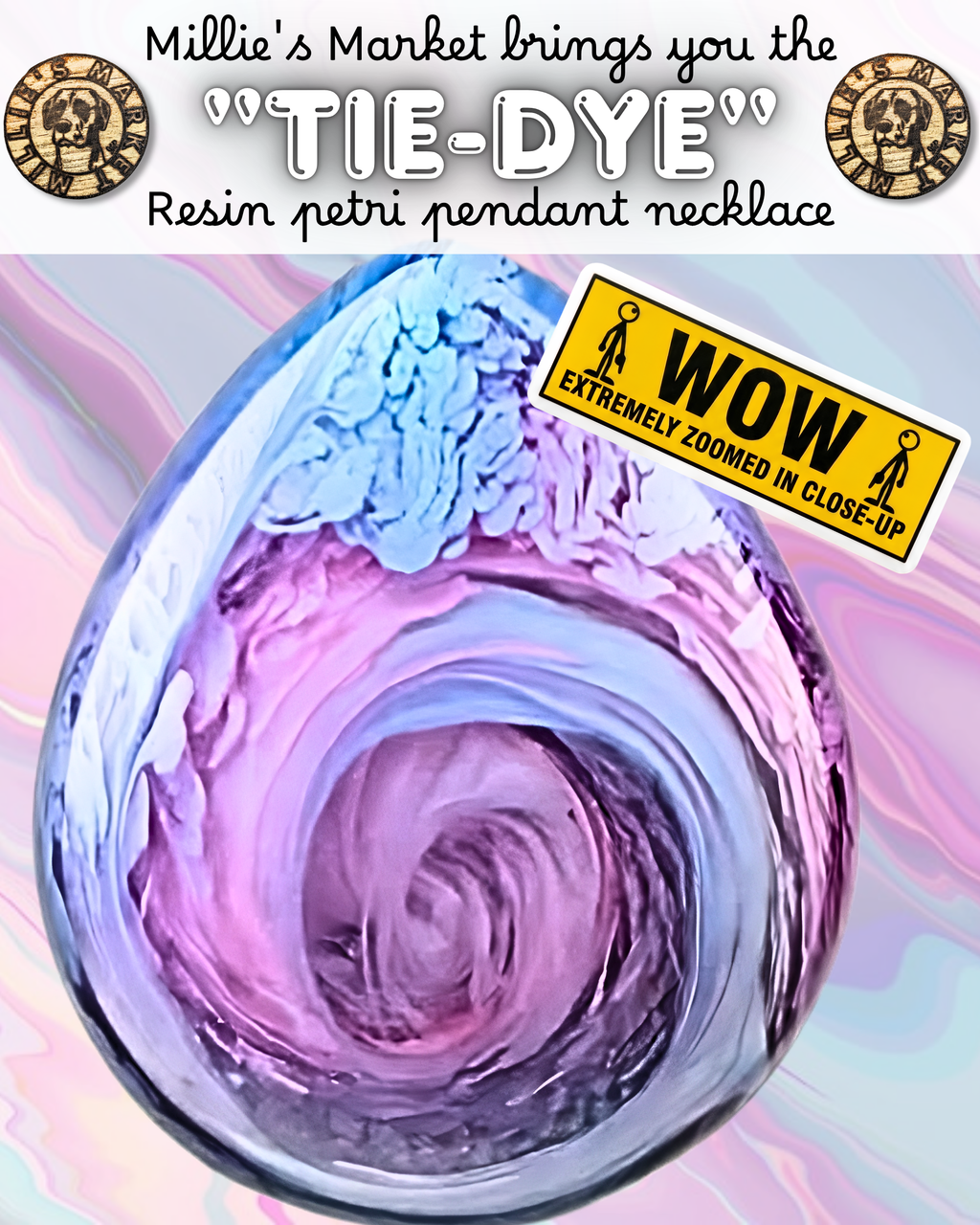 TIE-DYE Handmade Resin Petri Pendant Necklace