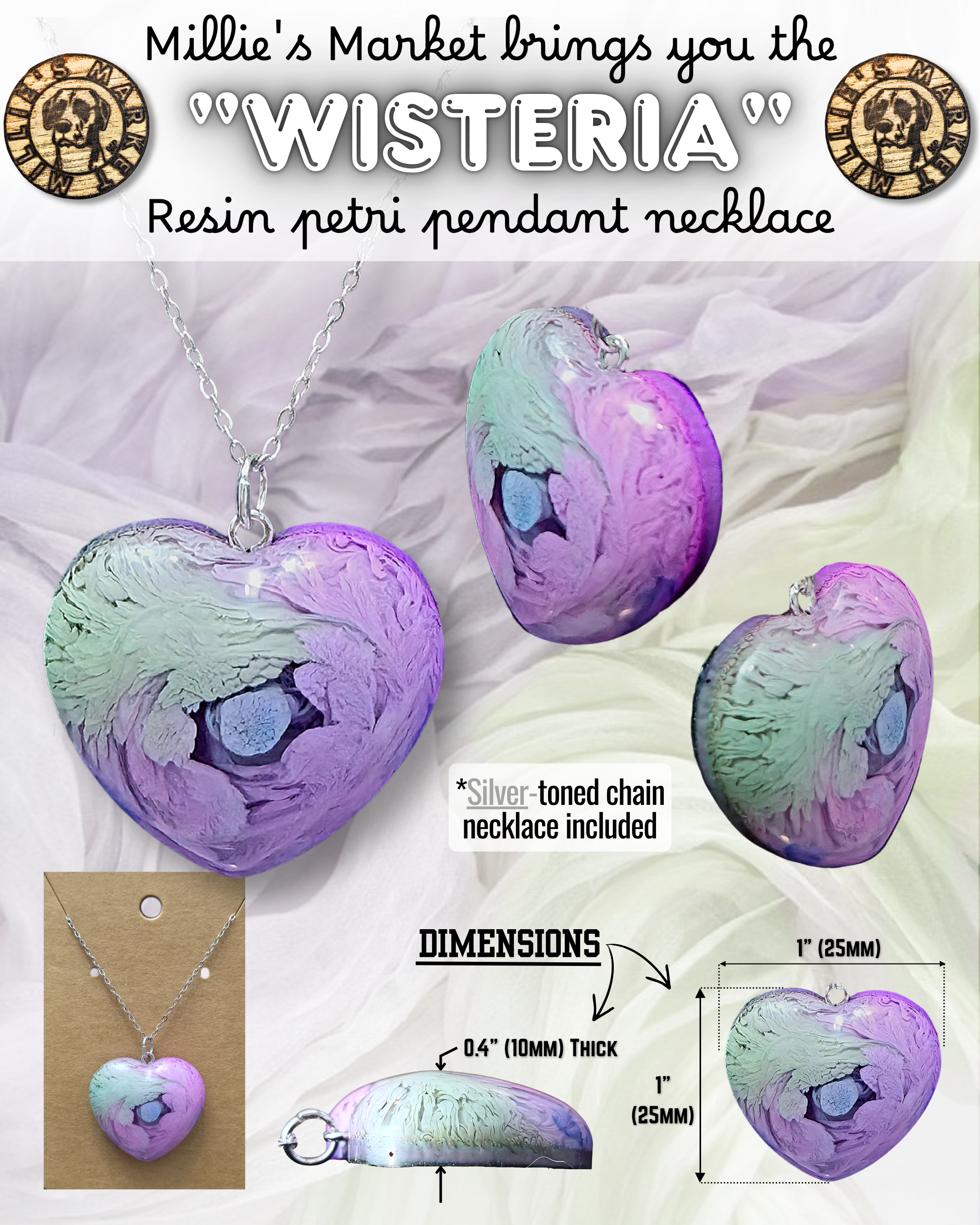WISTERIA Handmade Resin Petri Pendant Necklace