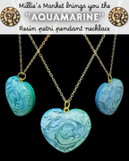 AQUAMARINE Handmade Resin Petri Pendant Necklace