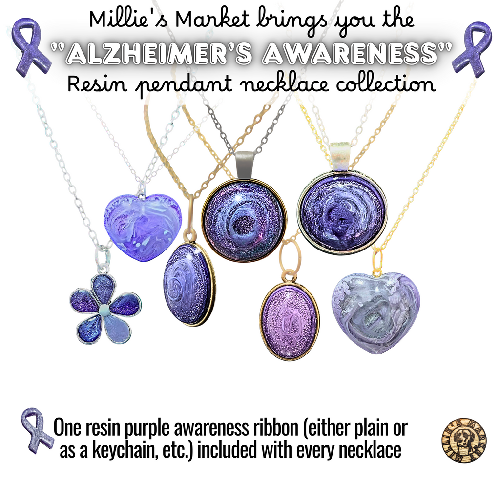 ALZHEIMER'S AWARENESS Handmade Resin Pendant Necklace