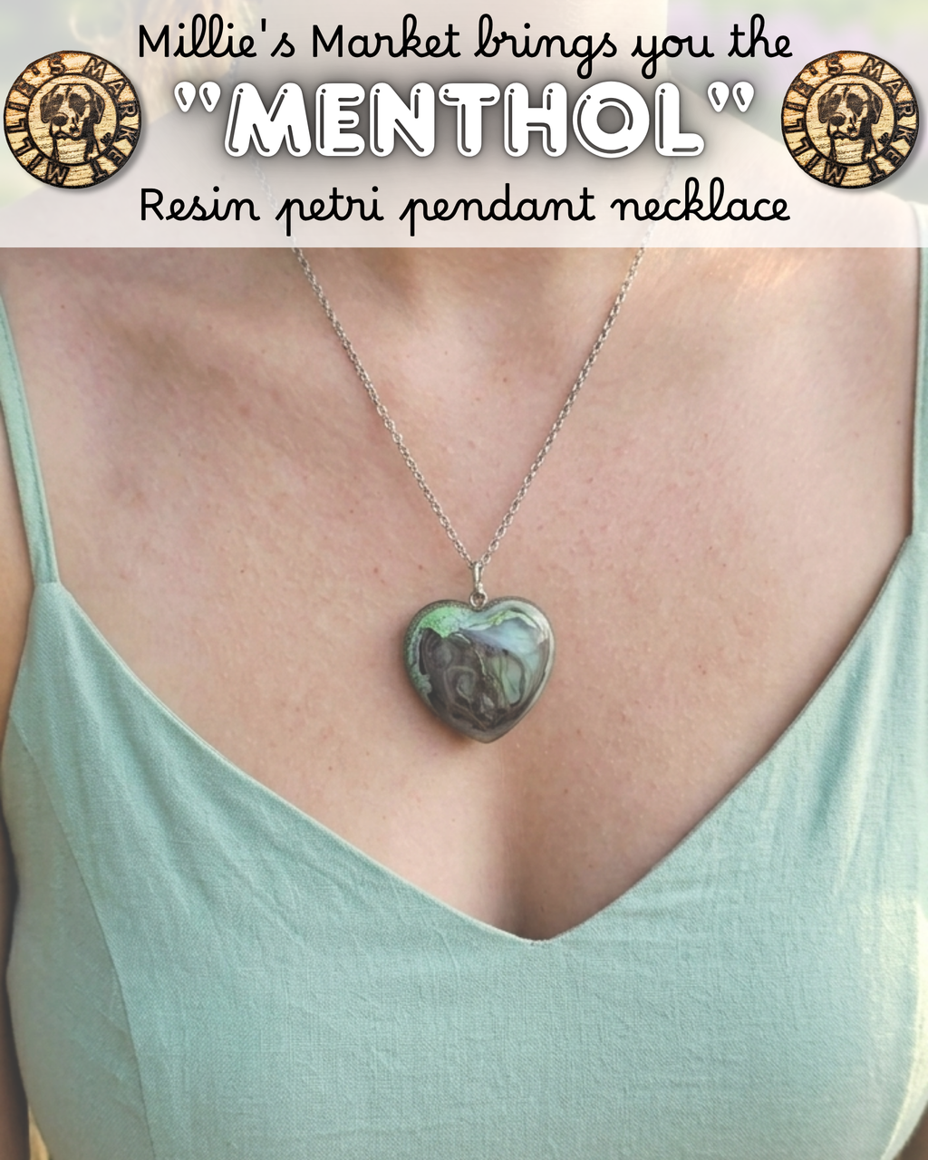 MENTHOL Handmade Resin Petri Pendant Necklace