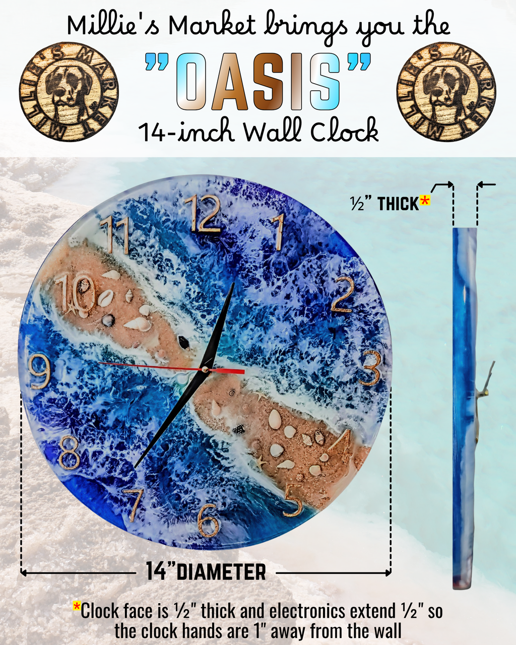 OASIS Handmade Resin Wall Clock