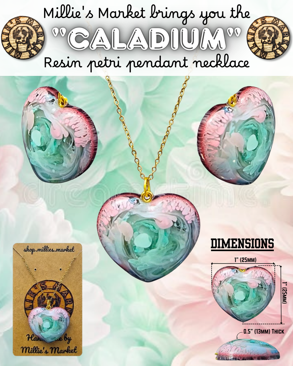CALADIUM Handmade Resin Petri Pendant Necklace