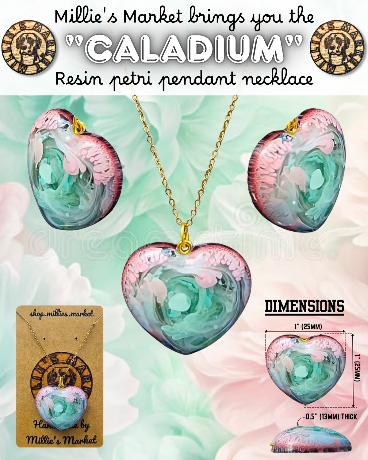 CALADIUM Handmade Resin Petri Pendant Necklace
