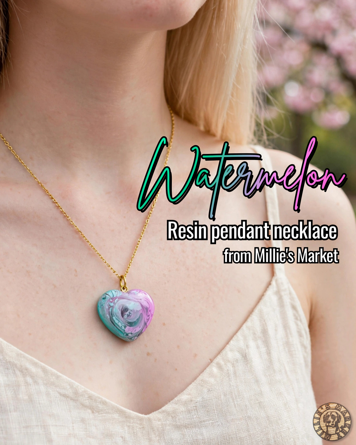 WATERMELON Handmade Resin Petri Pendant Necklace