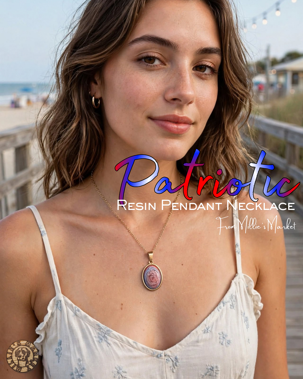 PATRIOTIC Handmade Resin Petri Pendant Necklace